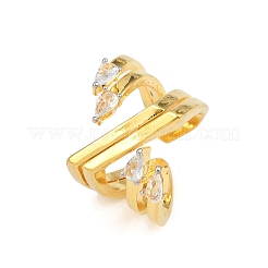 Manschettenringe aus Messing mit Mikropavé-Zirkonia für Damen&nbsp;RJEW-L132-06G