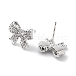 Orecchino a bottone con micro pavé di zirconi cubici in ottone placcato cremagliera&nbsp;EJEW-C081-32P