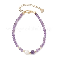 Braccialetti di perline di pietre preziose naturali miste e perle d'acqua dolce coltivate per le donne&nbsp;BJEW-JB13201