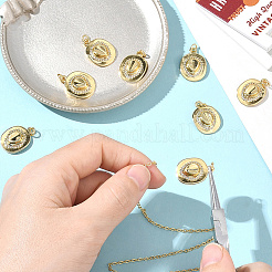 8 pièces en laiton micro pavé pendentifs en zircone cubique claire&nbsp;KK-BBC0020-20
