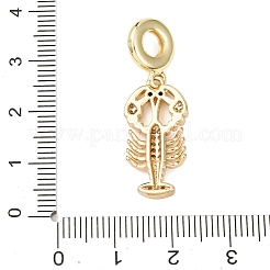 Breloques pendantes européennes en laiton micro pavé de zircones cubiques transparentes&nbsp;KK-B159-04G-02