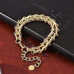 Bracciali in acciaio inox 304 con catene a forma di grano per donna&nbsp;BJEW-F488-39G