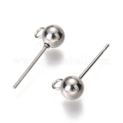 Nicht anlaufende Originalfarbe 304 Edelstahl Kugel Post Ohrstecker Zubehörse&nbsp;LS-STAS-C018-23P-01