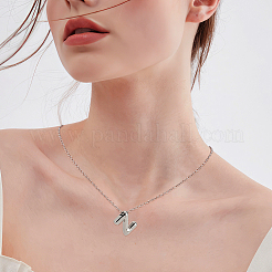 1 pz catena in ottone con pendenti a forma di lettera in lega collane&nbsp;NJEW-LP0001-41Z-P