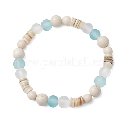 Pulseras elásticas de estilo bohemio con fósiles naturales&nbsp;BJEW-JB11865-02
