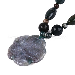 Collane con ciondolo a forma di fiore in agata indiana naturale&nbsp;NJEW-N064-08H