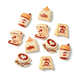 50 Stück 5 Stile Kaffee Thema opake Harz Decoden Cabochons&nbsp;FIND-CJ0011-15
