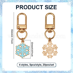 20 pièce 4 styles de décorations de pendentif en alliage émaillé en forme de flocon de neige&nbsp;HJEW-PH02073