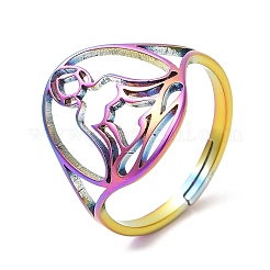 Bague ajustable creuse en acier inoxydable 304 avec placage ionique (IP) pour femme&nbsp;RJEW-M149-16RC