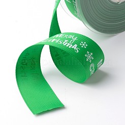 Joyeux Noël avec ruban gros-grain de polyester de flocon de neige pour noël&nbsp;SRIB-K002-25mm-G02