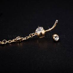Joyas de piercings reales 18k chapado en oro de latón rhinestone estrella ombligo anillos anillos del vientre&nbsp;AJEW-EE0001-69