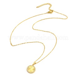 Collane con ciondolo a medaglia rotonda in acciaio inossidabile 304 con micro pavé di zirconi cubici trasparenti&nbsp;WGE37BE-01