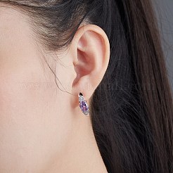 Micro ottone spianare zirconi Orecchini a cerchio&nbsp;EJEW-BB48716