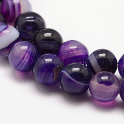 Chapelets de perles en agate rayée naturelle/agate à bandes&nbsp;X-G-K166-13-6mm-04