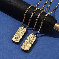 Collares colgantes con números rectangulares de acero inoxidable 304&nbsp;NJEW-D300-01G-05
