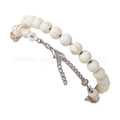 2 Uds. 2 pulseras elásticas de howlita sintética&nbsp;BJEW-JB10091-03