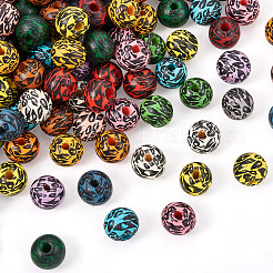 120pcs 15 couleurs de perles en bois naturel peintes&nbsp;WOOD-TA0001-66