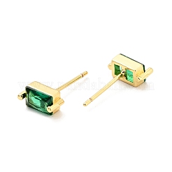 Grüne rechteckige Ohrstecker mit Zirkonia&nbsp;EJEW-G297-19G