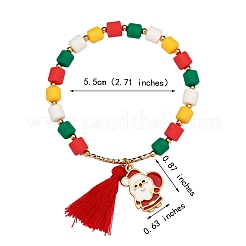 9 pièces 9 mots de style joyeux noël faits à la main en argile polymère heishi surfeur bracelets extensibles sertis de perle acrylique&nbsp;sgBJEW-SW00070