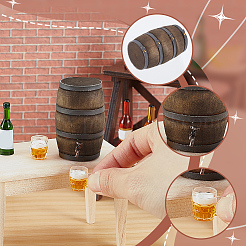 3 pièce de 2 styles de tonneaux de vin en bois miniatures&nbsp;AJEW-GA0008-25