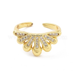Bague ouverte en laiton avec micro pavé de zircons cubiques transparents pour femme&nbsp;LS-RJEW-Z055-06G