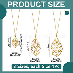 3 collier de poche en macramé avec chaînes en laiton&nbsp;NJEW-WR00006
