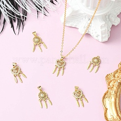 6 pièce 2 styles de pendentifs en laiton plaqué or véritable 18 carats avec micro pavé de zircones cubiques transparentes&nbsp;KK-CJ0002-86