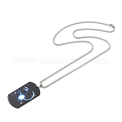 Collana con ciondolo a forma di rettangolo con costellazioni in acciaio inossidabile 201 anti-ossidazione per donna&nbsp;LS-NJEW-G015-01D