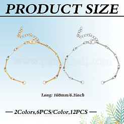 12 stücke 2 farben 304 edelstahl bar link kette armband machen&nbsp;AJEW-MA00003