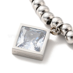 Bracelet à breloques en acier inoxydable 304 avec zircone cubique&nbsp;BJEW-B057-09P