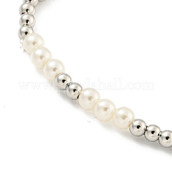 Stretch-Armbänder aus Messing und ABS-Kunststoff mit Kunstperlen und runden Perlen für Damen&nbsp;BJEW-G704-02P