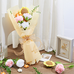 Ornamenti floreali fatti a mano in filato all'uncinetto e poliestere con foglia di eucalipto artificiale in plastica e carta da regalo&nbsp;AJEW-GA0008-97
