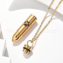 Collier pendentif en forme de balle en acier inoxydable 304 en forme d'empreinte de patte pour animal de compagnie&nbsp;NJEW-P326-03G