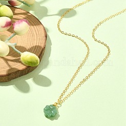 Collier à pendentif en verre trèfle avec chaînes forçat&nbsp;NJEW-TA00087