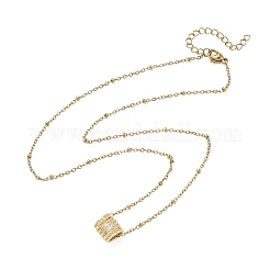 Collares de cadena tipo satélite de acero inoxidable 304 con colgante de cuentas de múltiples anillos de latón con micro pavé de circonita cúbica transparente para mujer.&nbsp;NJEW-JN06676