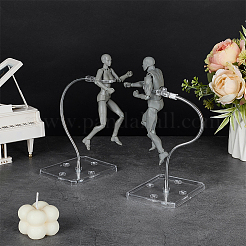 Zusammengebauter rechteckiger PS-Kunststoff-Actionfigurenständer mit verstellbarem Eisenstützarm&nbsp;ODIS-WH0100-12D