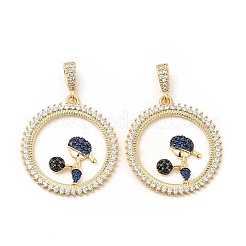 Pendentifs avec zircon cubiques à micro-pavés en laiton&nbsp;KK-H441-27G