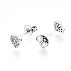 Boucles d'oreilles en laiton zircon cubique micro pavé clair&nbsp;EJEW-T046-26P-NF