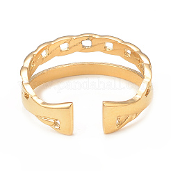 Anello polsino aperto a doppia linea in acciaio inossidabile 304 con placcatura ionica (ip) per donna&nbsp;RJEW-I096-13G