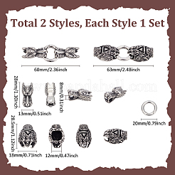 2 Satz 2 Stile tibetischen Stil 304 Edelstahl Feder Tor Ringe&nbsp;FIND-PH0025-51B