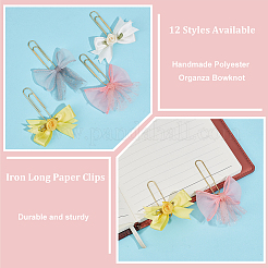 12 pièces 12 styles de trombones à nœud papillon en organza polyester faits à la main&nbsp;AJEW-AB00203