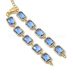 Herstellung von rechteckigen Gliederarmbändern aus Messing und Glas&nbsp;AJEW-JB01649-01
