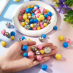 96 pièces 12 styles de perles de silicone écologiques de qualité alimentaire&nbsp;SIL-TA0003-54