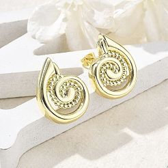 Ohrstecker in Muschelform aus Messing für Damen&nbsp;EJEW-U035-10G