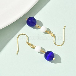 Boucles d'oreilles pendantes œil de chat en acier inoxydable 304 galvanisé&nbsp;EJEW-Z129-14G-02