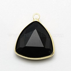 Pendentifs triangle en laiton doré avec verre&nbsp;GLAA-J012-G