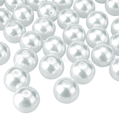 1 Box 10mm weiß kleine satin Glanz Glasperle Perlen runde lose Perlen für Schmuck machen&nbsp;HY-PH0001-10mm-001
