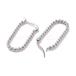 Orecchini a cerchio ovali in corda intrecciata in acciaio inossidabile per donna&nbsp;EJEW-A074-01P