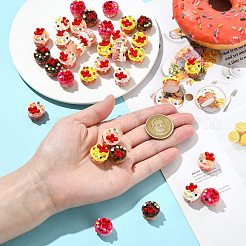 40 décoration de gâteau aux fraises en résine bicolore&nbsp;DJEW-CJ0001-20
