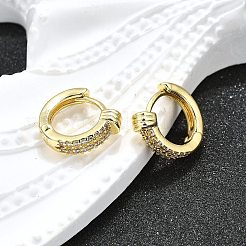 Pendientes de aro de latón con micro circonitas y cubic zirconia transparente&nbsp;EJEW-H157-08G